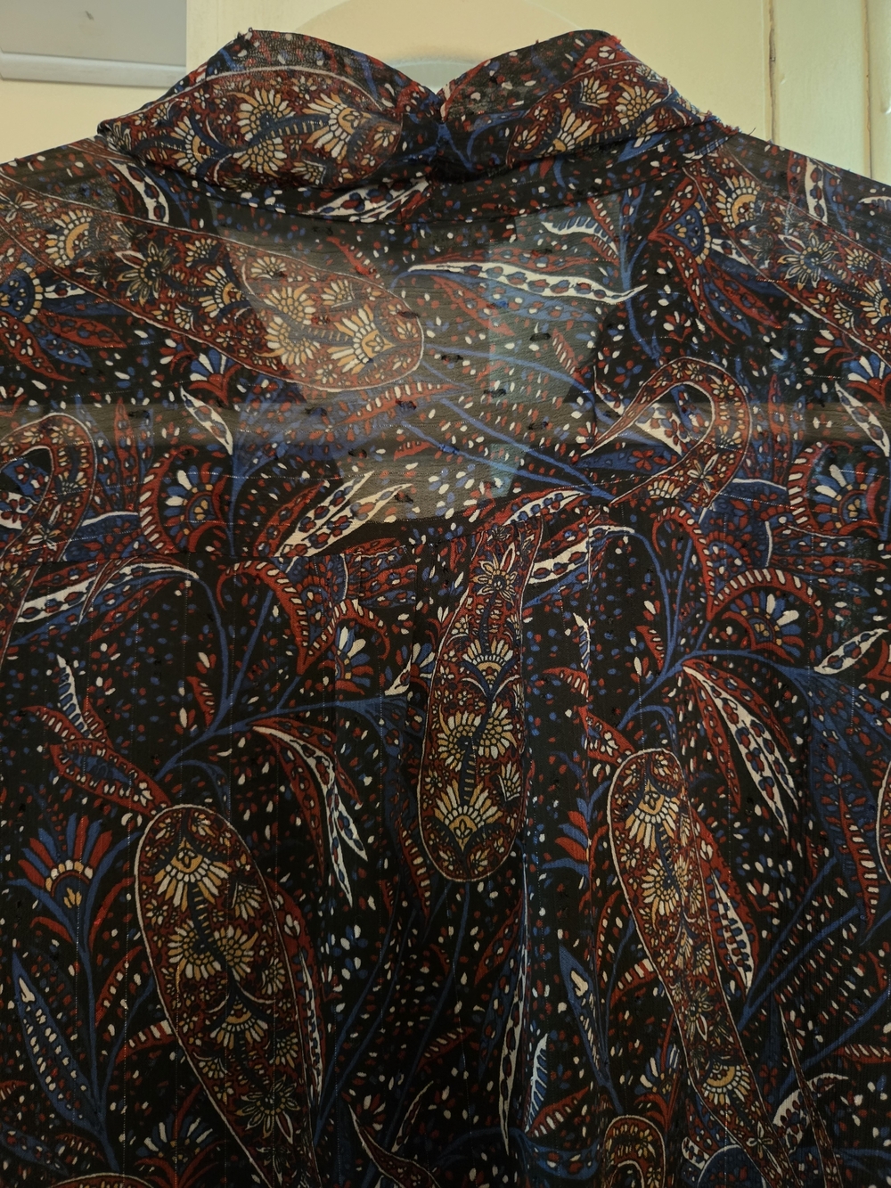 Ann Taylor Navy Paisley Button-Front Blouse - Picture 10 of 11